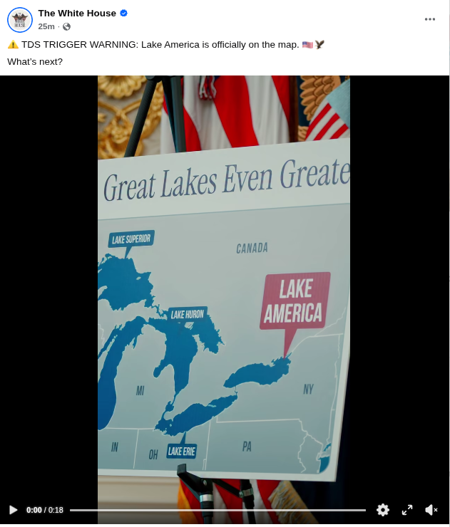 Krunkite - Trump renames Lake Ontario "Lake America"